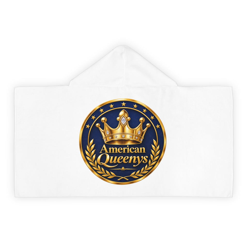 Youth Hooded Towel — "American Queenys" Gold Crown Beach & Pool Towel for Girls