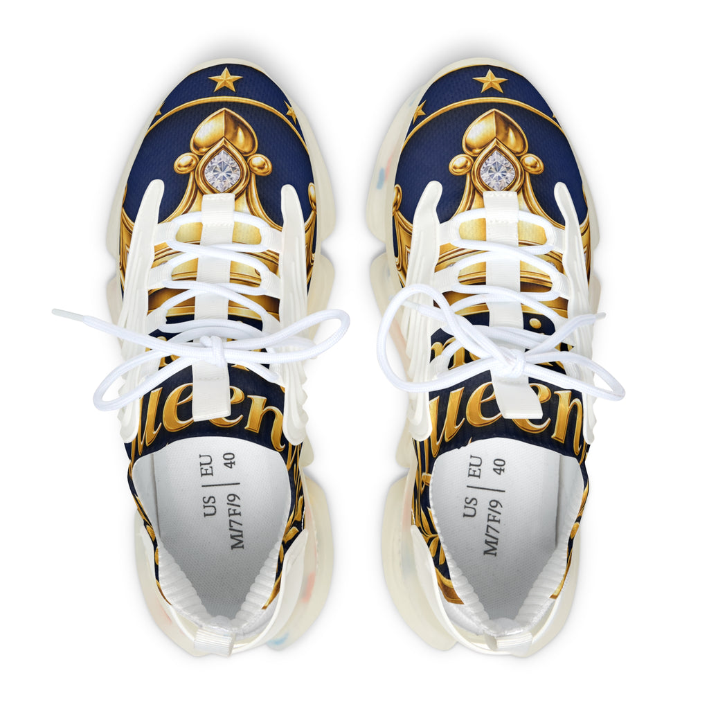 Women's Mesh Sneakers – Navy Gold Playing Card Royale Design