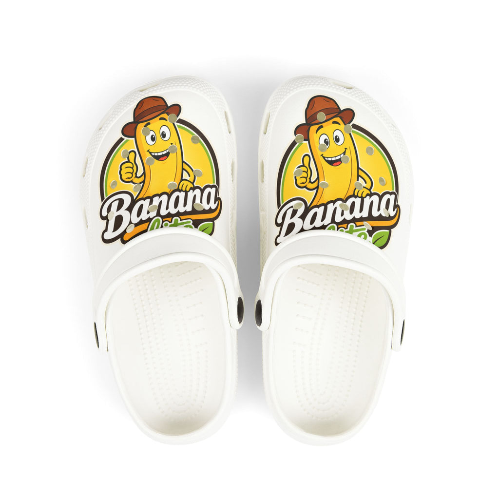 Kids Banana Cartoon Foam Clogs — Cute Yellow Banana Graphic Slip-On Shoes