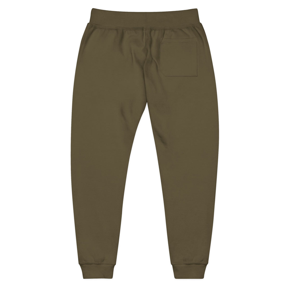 Embroidered Olive Fleece Sweatpants — Cozy Casual Joggers with Minimal Patch