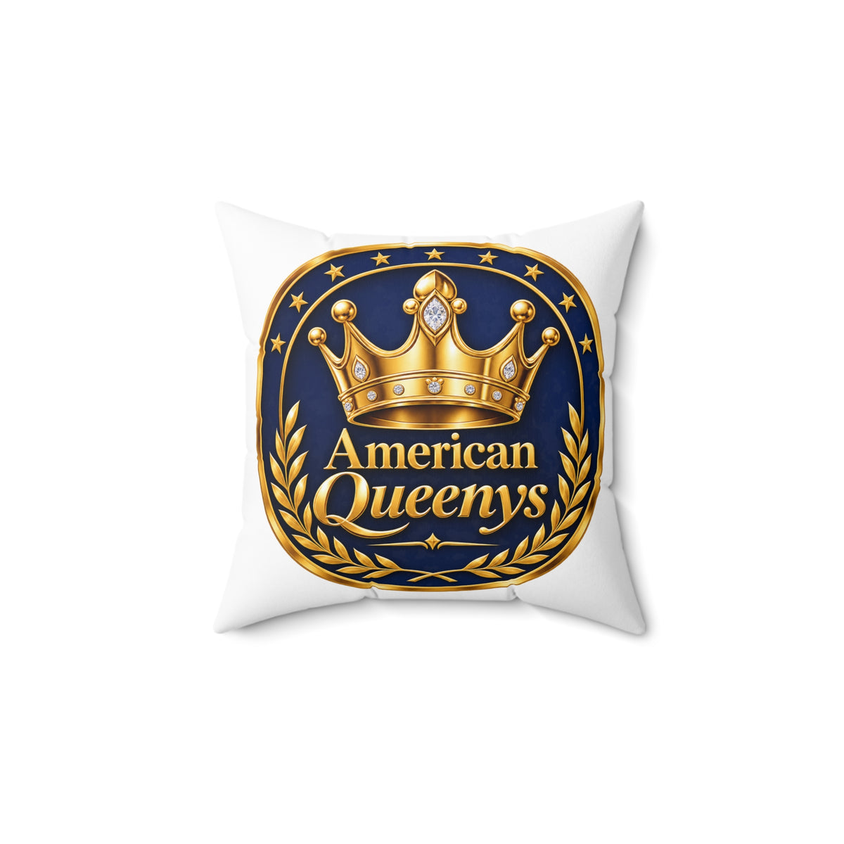 Navy & Gold Emblem Decorative Pillow — Military/Award Crest Accent Cushion