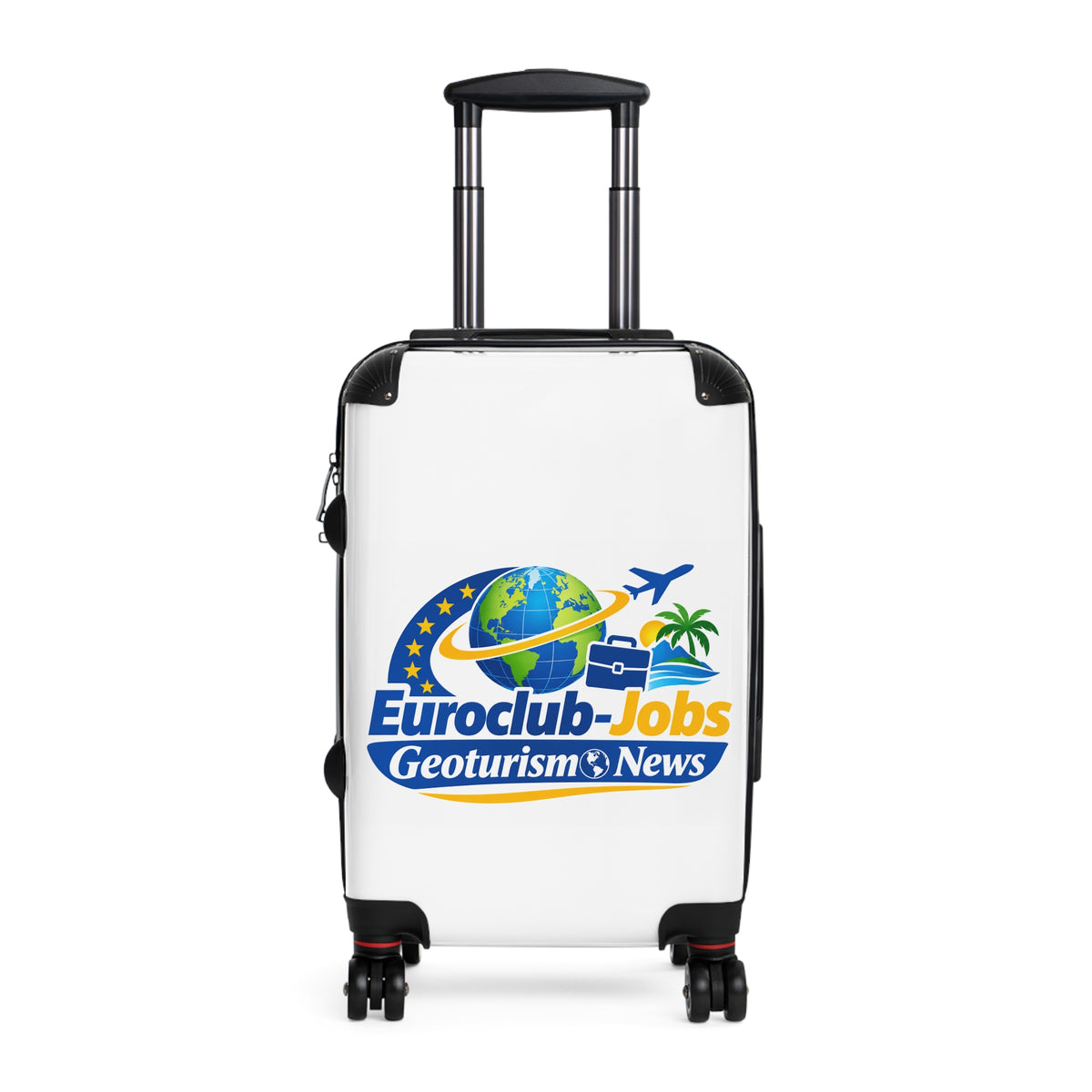 Euroclub-Jobs Geotourism Logo Suitcase — Travel Carry-On with Globe & Palm Design