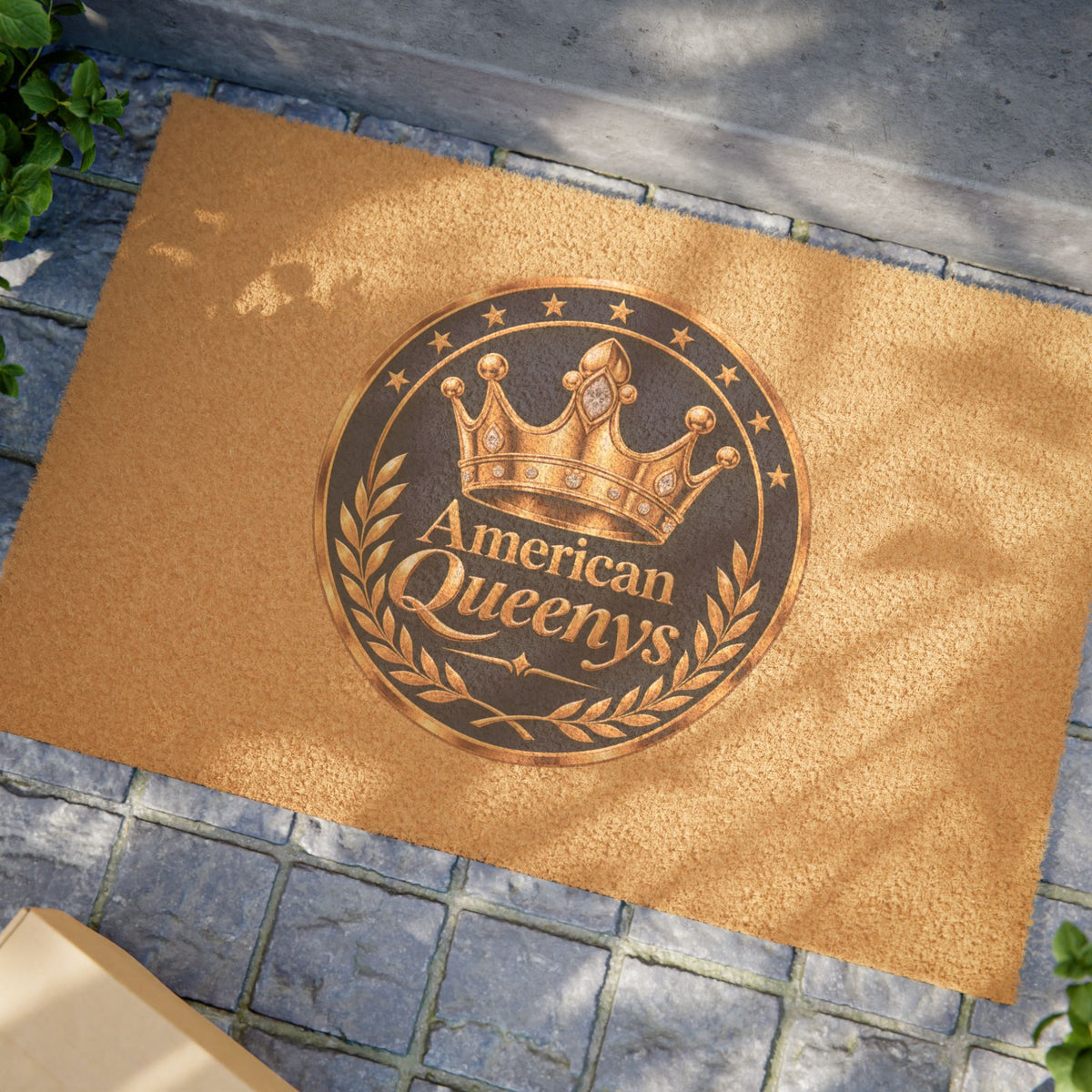 American Queenys Doormat — Regal Crown Welcome Mat for Porch & Entryway